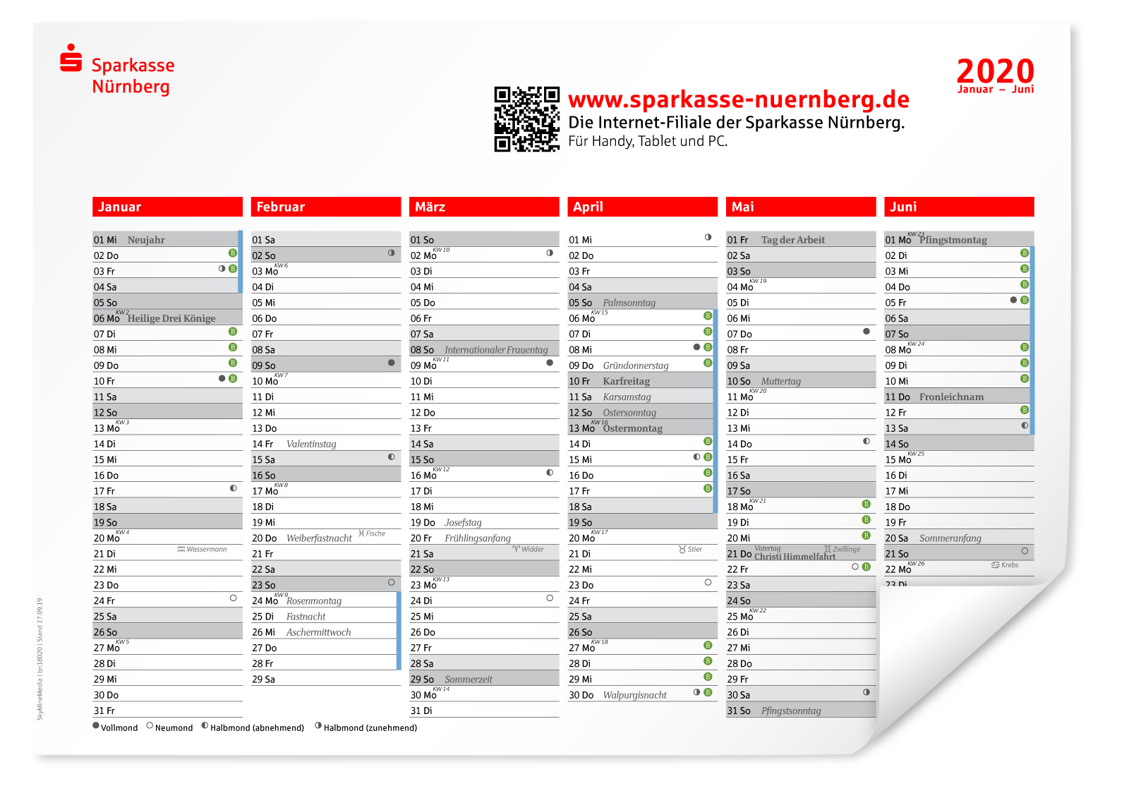 Jahresplaner 2020 Sparkasse Nürnberg